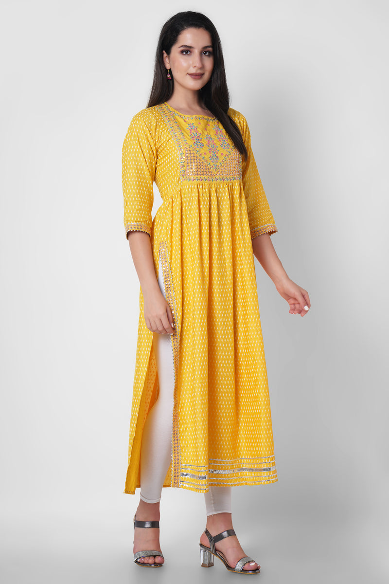 Women Printed Viscose Rayon Flared Kurta