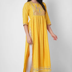Women Printed Viscose Rayon Flared Kurta