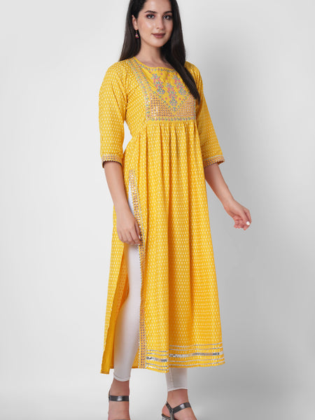 Women Printed Viscose Rayon Flared Kurta