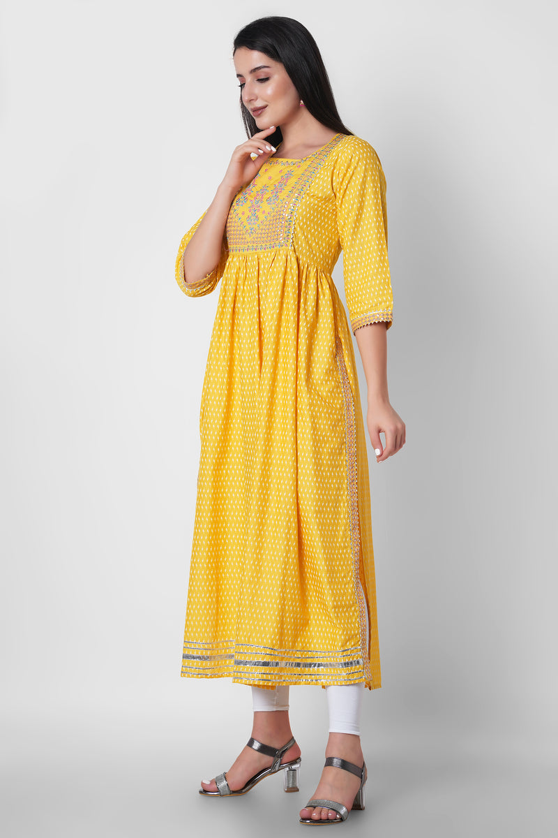 Women Printed Viscose Rayon Flared Kurta