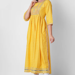 Women Printed Viscose Rayon Flared Kurta