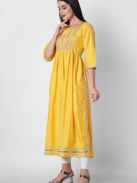 Women Printed Viscose Rayon Flared Kurta