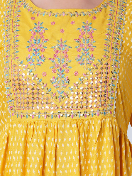 Women Printed Viscose Rayon Flared Kurta