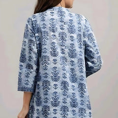 Bairaj Cotton Printed Regular Wear Women Top in Blue Color