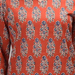 Bairaj Cotton Printed Regular Wear Women Top in Rust Color