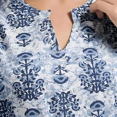 Bairaj Cotton Printed Regular Wear Women Top in Blue Color