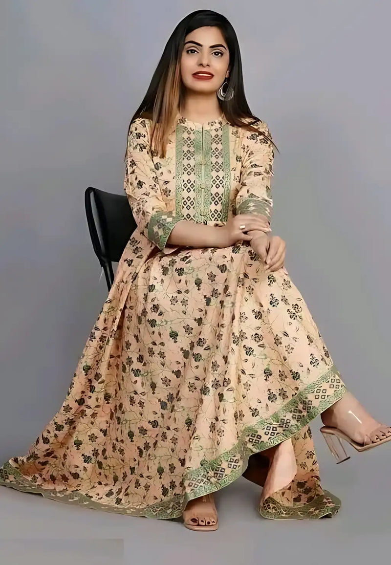 Designer Anarkali Coral Gown
