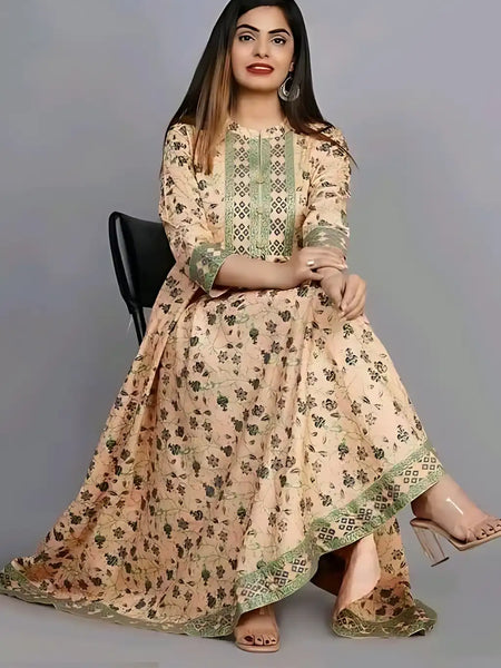 Designer Anarkali Coral Gown (Yellow)