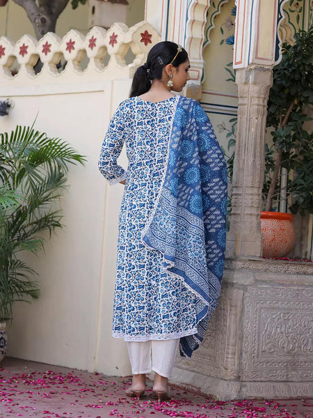  Bairaj's Floral Printed Pure Cotton Women's Kurta Pant Dupatta Set