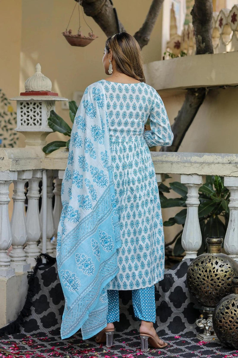 Bairaj Printed Alia Style Women Kurta Pyjama Dupatta Set in Viscose Rayon