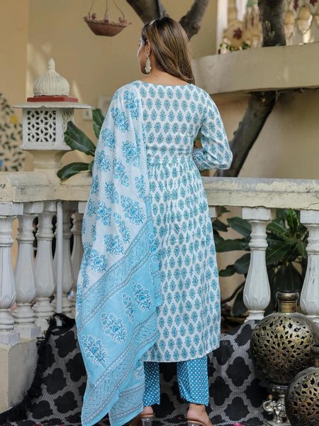 Bairaj Printed Alia Style Women Kurta Pyjama Dupatta Set in Viscose Rayon