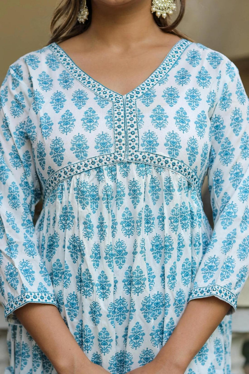 Bairaj Printed Alia Style Women Kurta Pyjama Dupatta Set in Viscose Rayon
