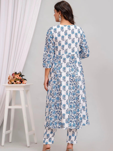 Bairaj Printed Kali Women Kurta Pyjama Dupatta Set in Viscose Rayon