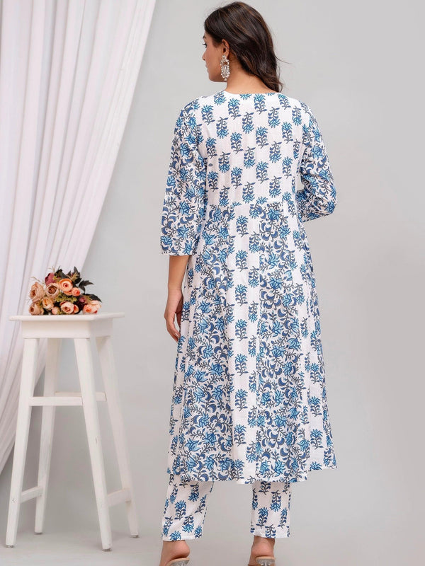Bairaj Printed Kali Women Kurta Pyjama Dupatta Set in Viscose Rayon