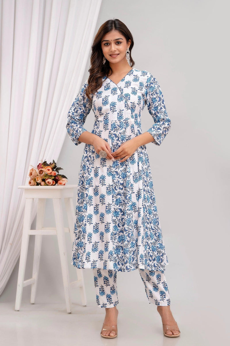 Bairaj Printed Kali Women Kurta Pyjama Dupatta Set in Viscose Rayon