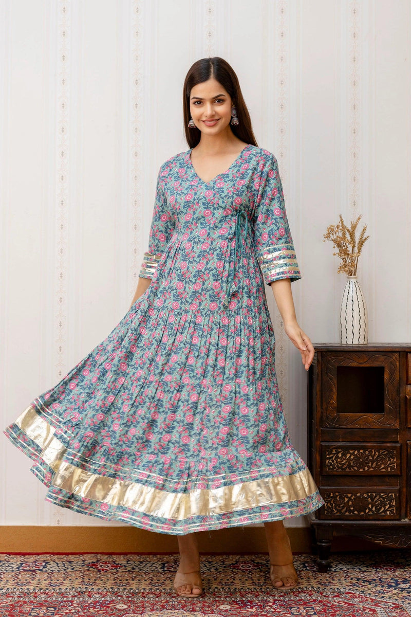 Bairaj Rama Designer Women Anarkali Kurta With Dupatta Set