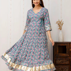 Bairaj Rama Designer Women Anarkali Kurta With Dupatta Set