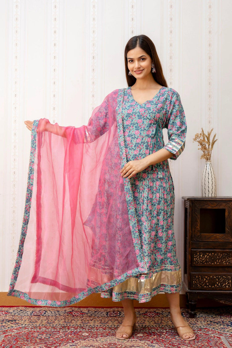 Bairaj Rama Designer Women Anarkali Kurta With Dupatta Set