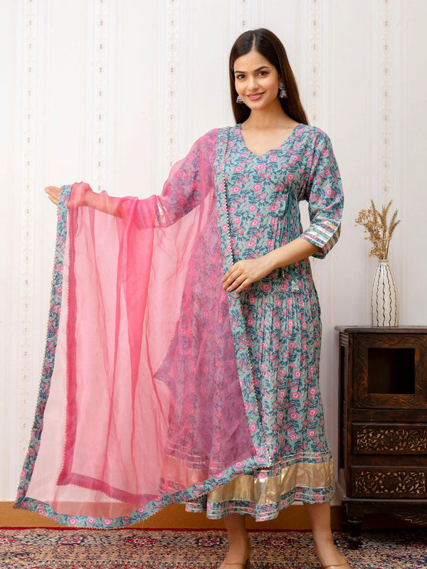 Bairaj Rama Designer Women Anarkali Kurta With Dupatta Set
