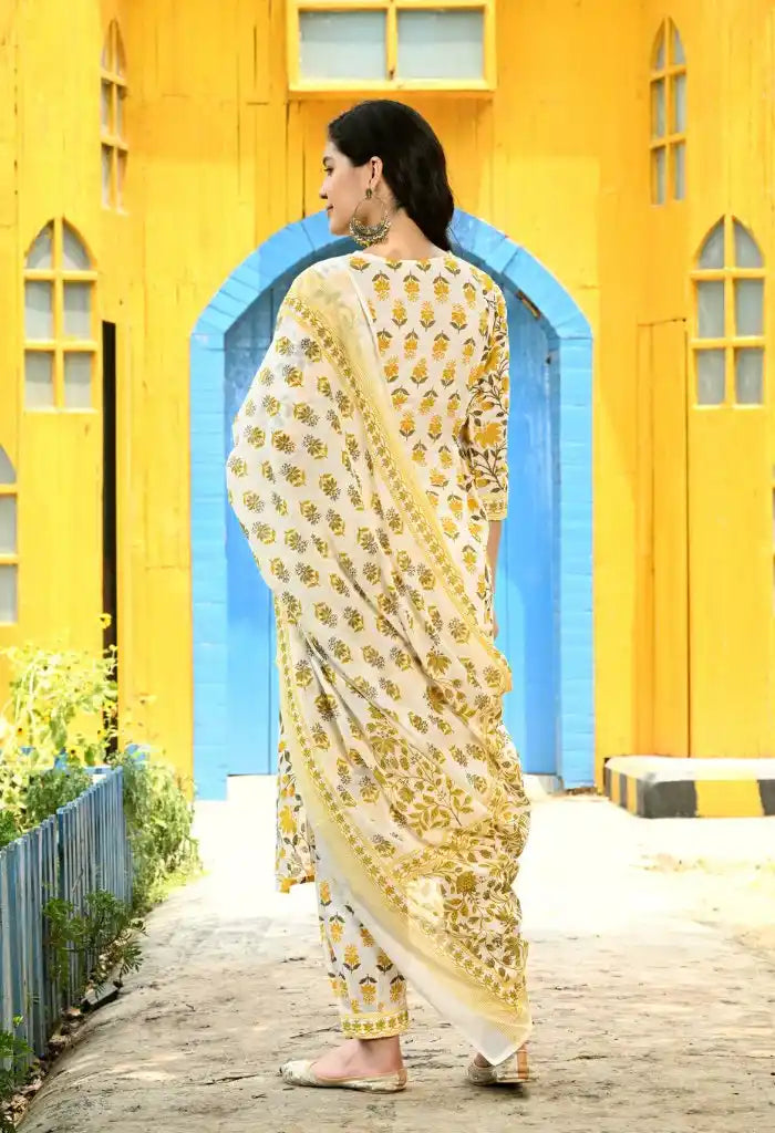 Yellow Nyra Cut Suit Set