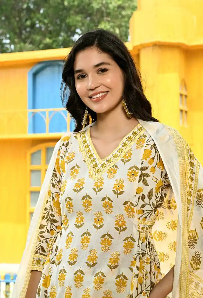 Yellow Nyra Cut Suit Set