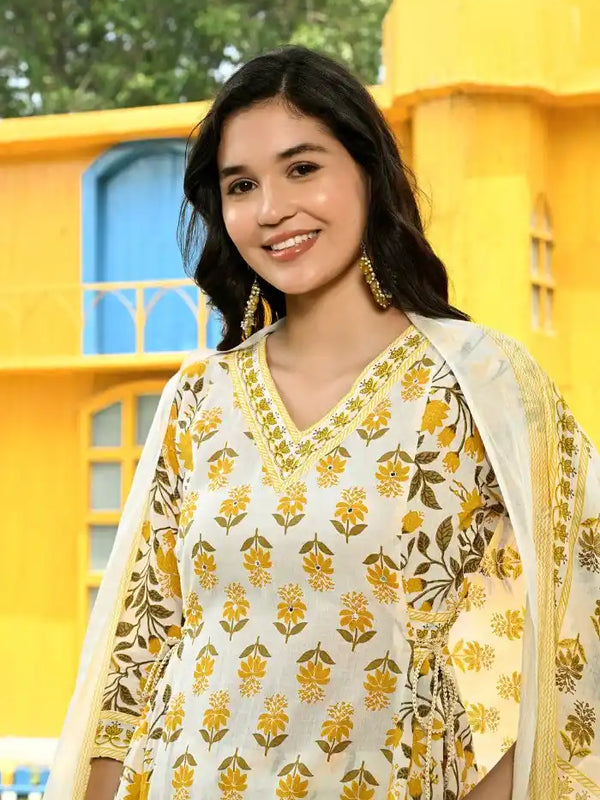 Yellow Nyra Cut Suit Set