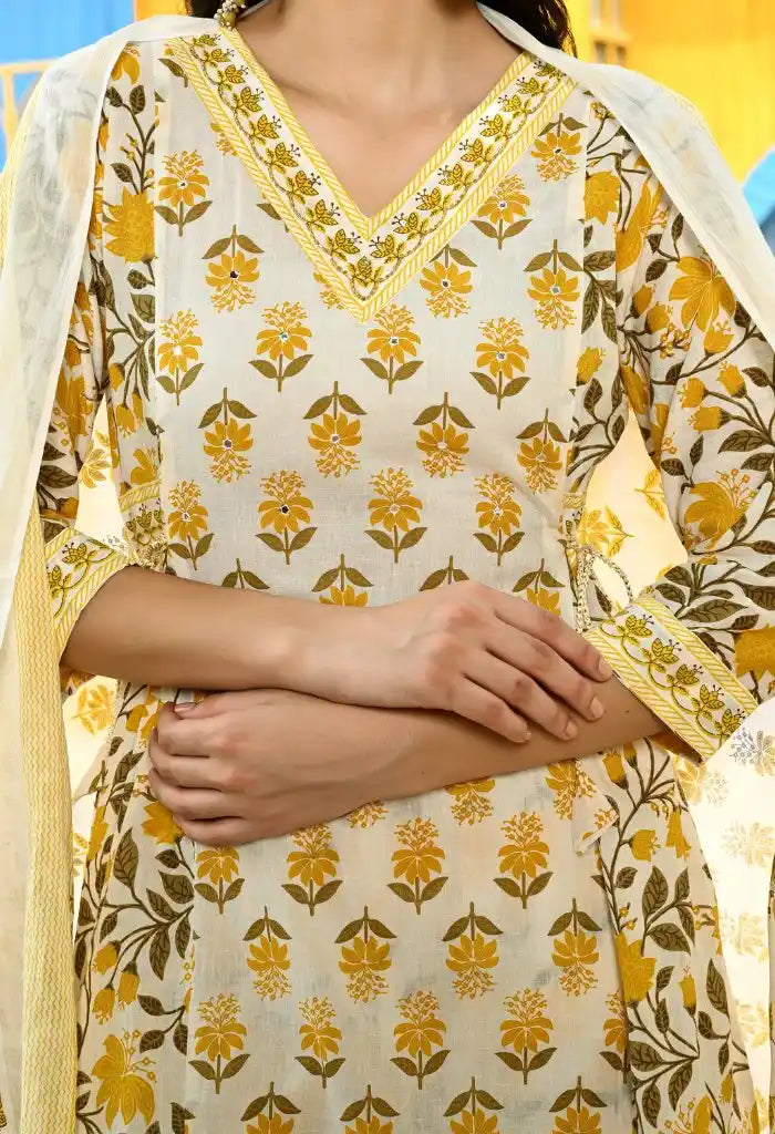 Yellow Nyra Cut Suit Set