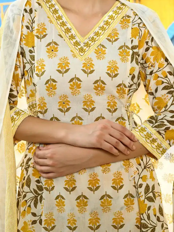 Yellow Nyra Cut Suit Set