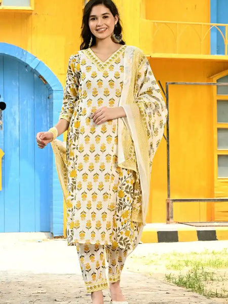 Yellow Nyra Cut Suit Set