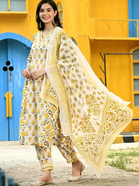 Yellow Nyra Cut Suit Set