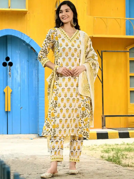 Yellow Nyra Cut Suit Set