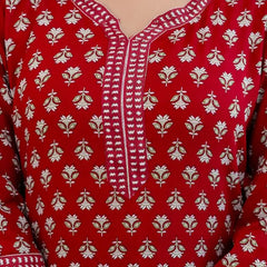 Bairaj Women's Red Printed Straight Kurta Set details