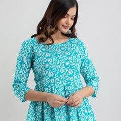 Floral Printed Pure Cotton Peplum Top