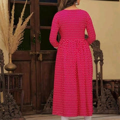 Embroidered and Printed Pink Women Anarkali Kurta in Viscose Rayon