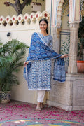 Floral Printed Pure Cotton Women's Kurta Pant Dupatta Set