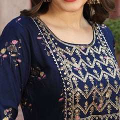 Women’s Ethnic Floral Printed with Embroidered Yoke Anarkali Kurta