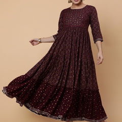 Women’s  Rayon Ethnic Motif Printed Anarkali Kurta