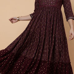 Women’s  Rayon Ethnic Motif Printed Anarkali Kurta