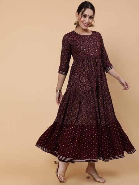 Women’s  Rayon Ethnic Motif Printed Anarkali Kurta