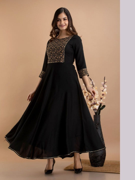 Women’s  Rayon Ethnic Motif Printed Anarkali Kurta