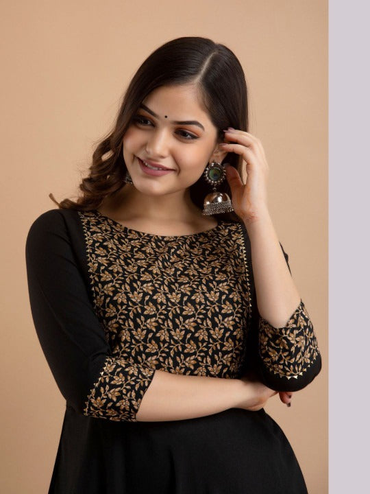 Women’s  Rayon Ethnic Motif Printed Anarkali Kurta
