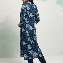 Blue Floral Printed Straight Kurta for Women | Ethnic Kurta