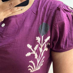 Women’s Purple Floral Anarkali Style Long Flared Kurta