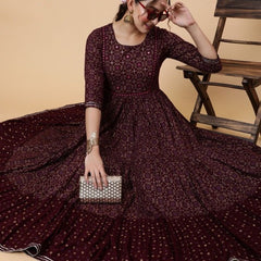 Women’s  Rayon Ethnic Motif Printed Anarkali Kurta