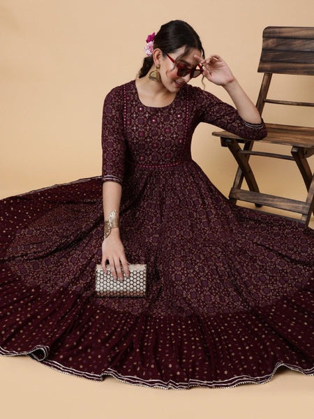 Women’s  Rayon Ethnic Motif Printed Anarkali Kurta