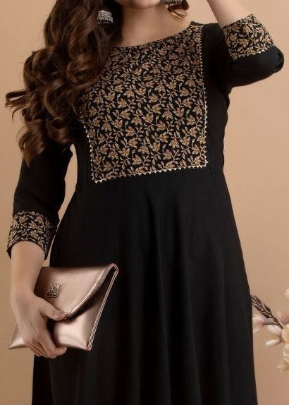 Women’s  Rayon Ethnic Motif Printed Anarkali Kurta