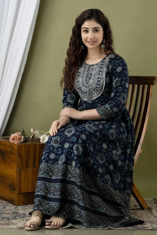 Women’s Stylish Flared All-Over Printed Anarkali Kurta
