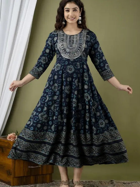 Women’s Stylish Flared All-Over Printed Anarkali Kurta