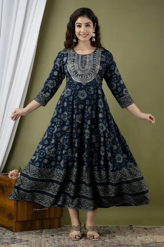 Women’s Stylish Flared All-Over Printed Anarkali Kurta