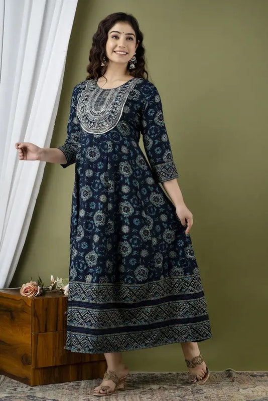 Women’s Stylish Flared All-Over Printed Anarkali Kurta